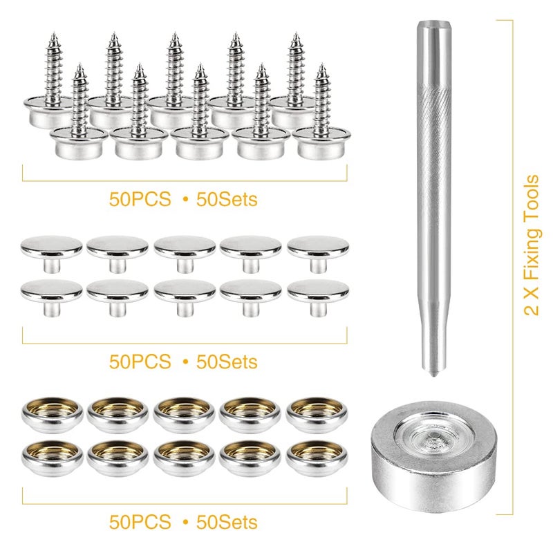 CENOZ 150 PCS Canvas Snap Kit Tool  Metal Screws Snaps Marine Grade 3/8"" Socket Stainless Steel Boat Canvas Snaps with 2 PCS Setting Tool for Boat Cover Furniture (150 PCS) - Image 4